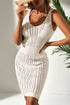 Open Knit Scoop Neck Sleeveless Mini Dress