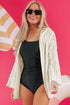 Open Knit Texture Long Sleeve Resort Cover Up Cardigan