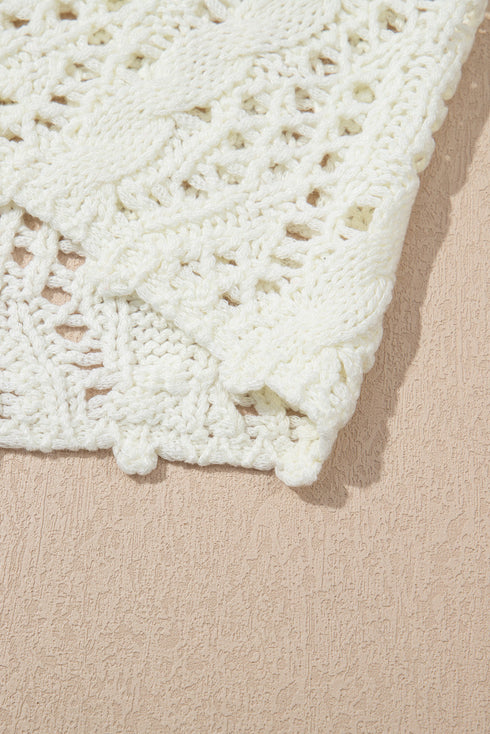 Open Knit Texture Long Sleeve Resort Cover Up Cardigan