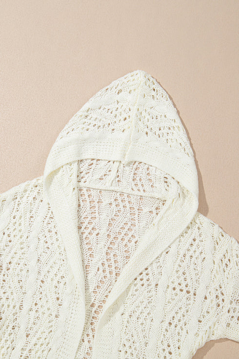 Open Knit Texture Long Sleeve Resort Cover Up Cardigan