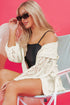 Open Knit Texture Long Sleeve Resort Cover Up Cardigan
