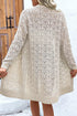 Open Stitch Geometric Pointelle V Neck Button Cardigan