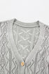 Open Stitch Geometric Pointelle V Neck Button Cardigan