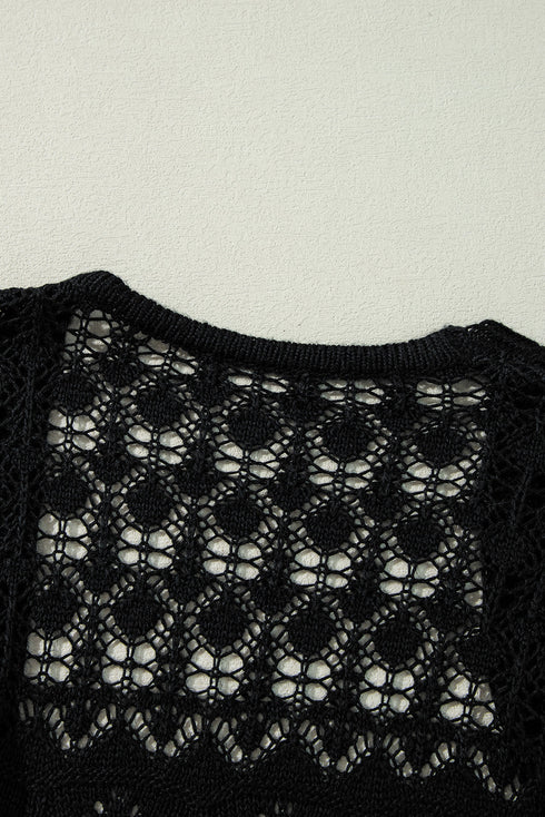 Open Stitch Textured Long Sleeve Knit Cardigan