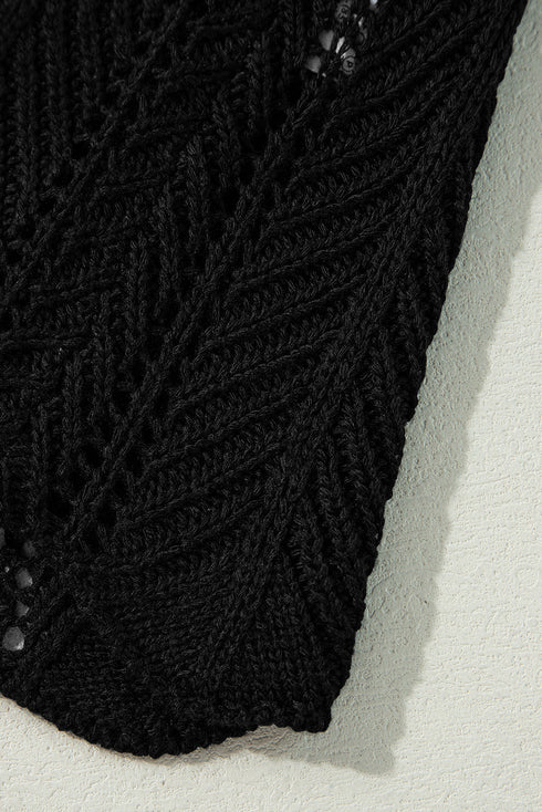 Open Stitch Textured Long Sleeve Knit Cardigan