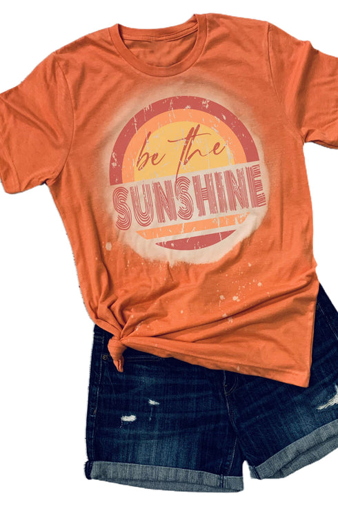 Orange Be The Sunshine Graphic Print Crewneck T Shirt