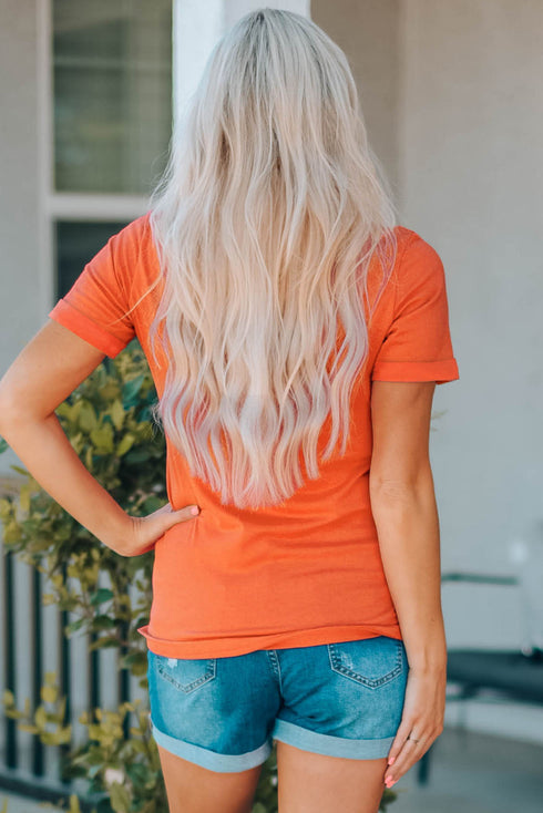 Orange Be The Sunshine Graphic Print Crewneck T Shirt