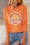 Orange be the SUNSHINE Graphic Print Long Sleeve Top