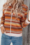 Orange Boho Striped Zip Up Long Sleeve Jacket