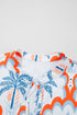 Orange Contrast Palm Tree Printed Short Sleeve Flowy Dress
