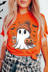 Orange Cute Ghost Pumpkin Face Printed Halloween T Shirt