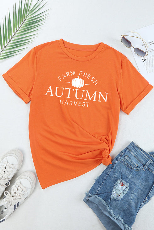 Orange Farm Fresh Autumn Harvest Short Sleeve T Shirt