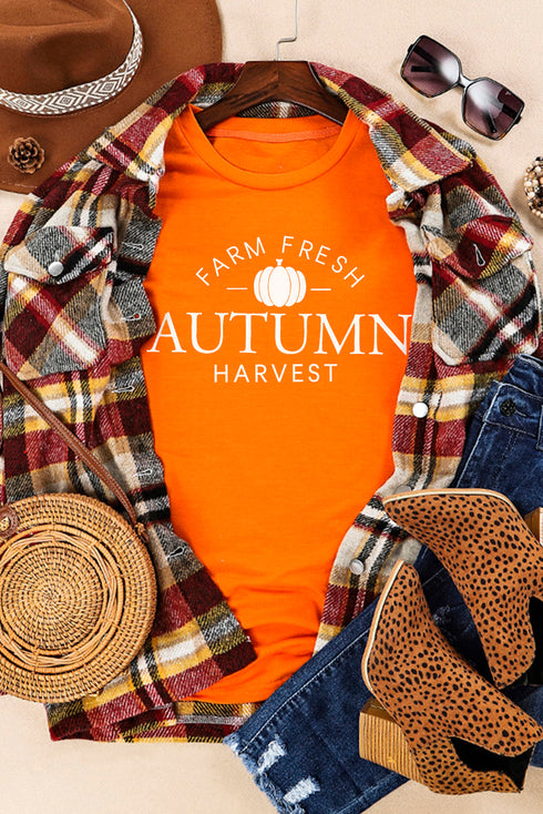 Orange Farm Fresh Autumn Harvest Short Sleeve T Shirt