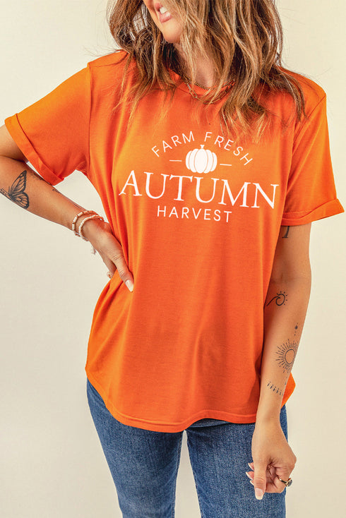 Orange Farm Fresh Autumn Harvest Short Sleeve T Shirt