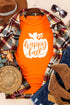 Orange Happy Fall Pumpkin Graphic Short Sleeve Top