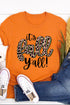 Orange Its Fall Yall Animal Print Casual T Shirt