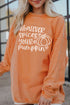Orange Letter Print Oversized Corduroy Sweatshirt