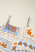 Orange Multi Printed Ricrac Trim Spaghetti Straps Maxi Dress