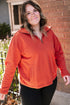 Orange O-ring Zipper Pocketed Plus Size Sweatshirt