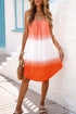 Orange Ombre Tie-Dye Sleeveless Flowy Dress