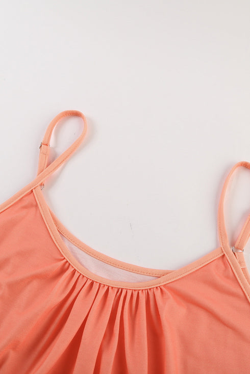 Orange Ombre Tie-Dye Sleeveless Flowy Dress