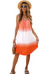 Orange Ombre Tie-Dye Sleeveless Flowy Dress