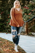 Orange Plus Size Ruffled Waffle Knit Top