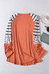 Orange Pumpkin Graphic Leopard Striped Long Sleeve Top