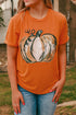 Orange Pumpkin Graphic Print Crew Neck T Shirt