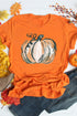 Orange Pumpkin Graphic Print Crew Neck T Shirt