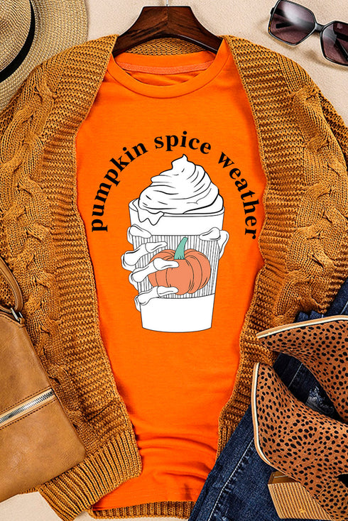 Orange Pumpkin Spice Weather Graphic Tee