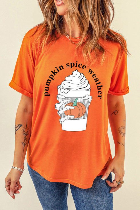 Orange Pumpkin Spice Weather Graphic Tee
