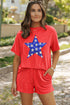 Orange Sequined July 4th Star Graphic Twist Ribbed Short 2pcs Outfit