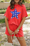 Orange Sequined July 4th Star Graphic Twist Ribbed Short 2pcs Outfit