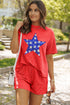 Orange Sequined July 4th Star Graphic Twist Ribbed Short 2pcs Outfit