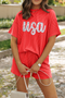 Orange Star USA Embroidered Corded T Shirt and Shorts Set