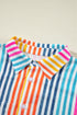 Orange Stripe Multicolor Drop Shoulder Loose Shirt