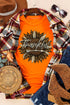 Orange Thankful Sunflower Graphic Print Short Sleeve T Shirt