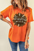 Orange Thankful Sunflower Graphic Print Short Sleeve T Shirt