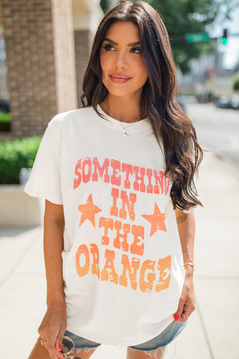 Orange Vibes Graphic Crew Neck T-Shirt