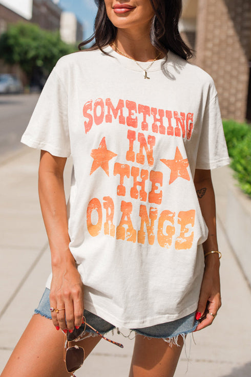 Orange Vibes Graphic Crew Neck T-Shirt