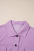 Orchid Bouquet Corded Flap Pocket Collared Buttoned Short Sleeve Blouse