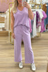 Orchid Petal Mineral Wash Tank and Wide Leg Lounge Pants Set