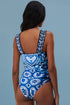 Ornamental Heart Motif Square Neck One Piece Swimsuit