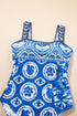 Ornamental Heart Motif Square Neck One Piece Swimsuit
