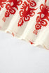 Ornamental Print Three Quarter Sleeve V Neck Blouse