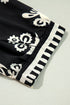 Ornamental Print Three Quarter Sleeve V Neck Blouse