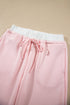 Overlay Long Sleeve Top Loose Drawstring Pant Set