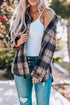 Oversize Rounded Hem Plaid Shacket With Slits