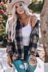 Oversize Rounded Hem Plaid Shacket With Slits